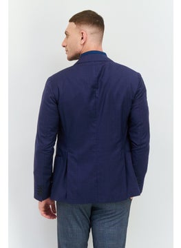 EMPORIO ARMANI Men Regular Fit Solid Formal Blazer, Navy Blue  - Image 4