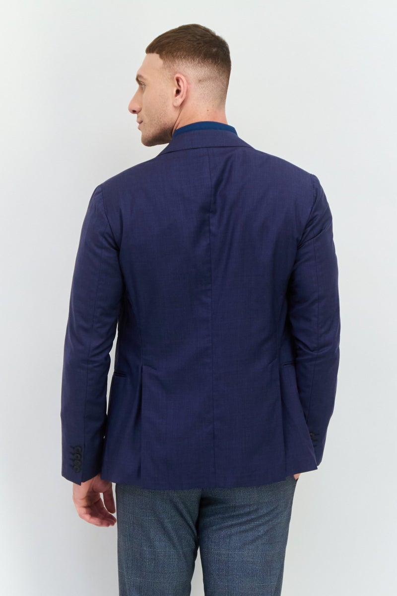 armani Emporio Armani Men Regular Fit Solid Formal Blazer, Navy Blue - Image 2
