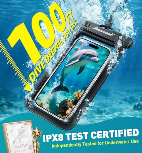 Hiearcool Waterproof Phone Pouch,Waterproof Phone Case for iPhone 17 16 15 14 13 Pro Max Plus up to 8.9",IPX8 Cellphone Dry Bag for Beach Cruise Travel Black&Olive Green-2Pack - Image 2