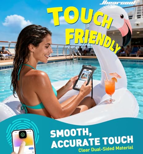 Hiearcool Waterproof Phone Pouch,Waterproof Phone Case for iPhone 17 16 15 14 13 Pro Max Plus up to 8.9",IPX8 Cellphone Dry Bag for Beach Cruise Travel Black&Olive Green-2Pack - Image 4