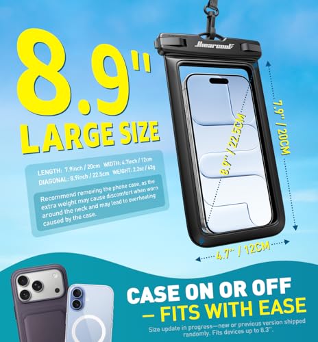 Hiearcool Waterproof Phone Pouch,Waterproof Phone Case for iPhone 17 16 15 14 13 Pro Max Plus up to 8.9",IPX8 Cellphone Dry Bag for Beach Cruise Travel Black&Olive Green-2Pack - Image 3
