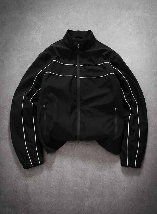 Take Two Black Zip-Up Track Jacket