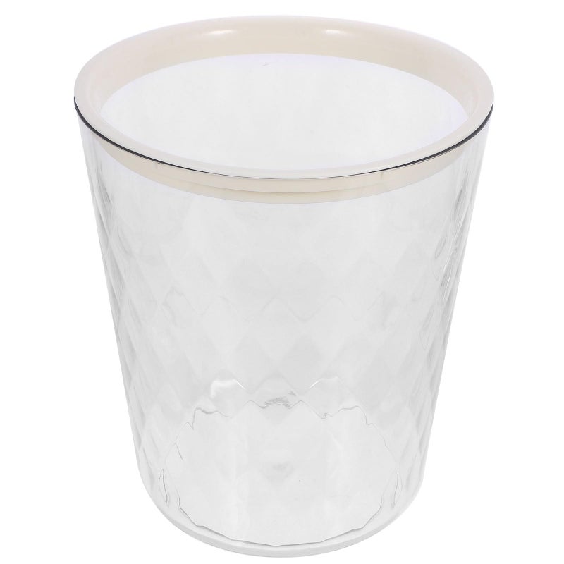 Small Round Plastic Wastepaper Basket Lightweight Garbage Can For Bathroom Bedroom Living Room - Image 2