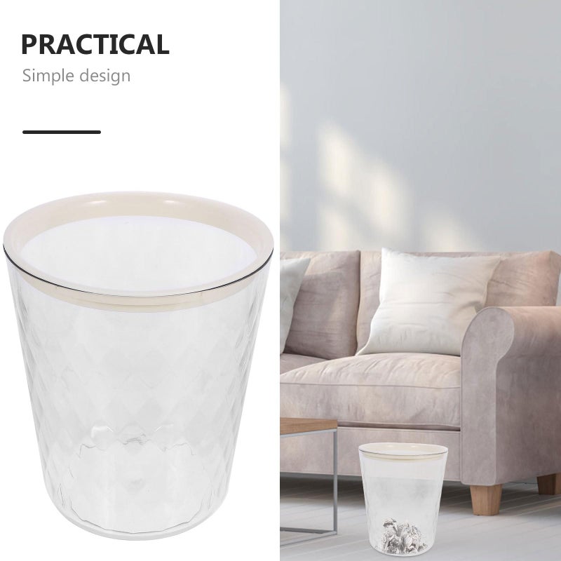 Small Round Plastic Wastepaper Basket Lightweight Garbage Can For Bathroom Bedroom Living Room - Image 5