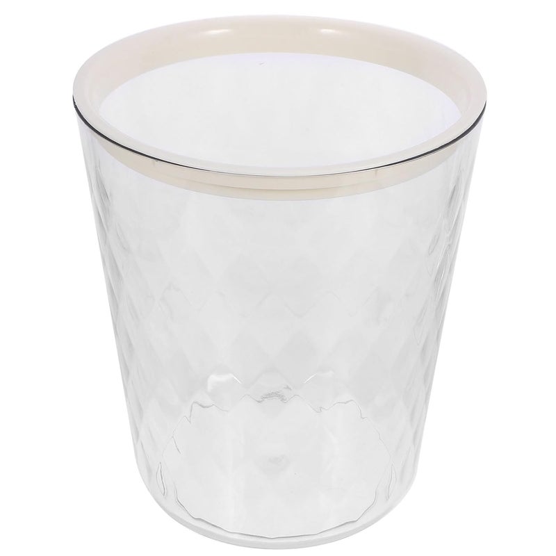 Small Round Plastic Wastepaper Basket Lightweight Garbage Can For Bathroom Bedroom Living Room - Image 1