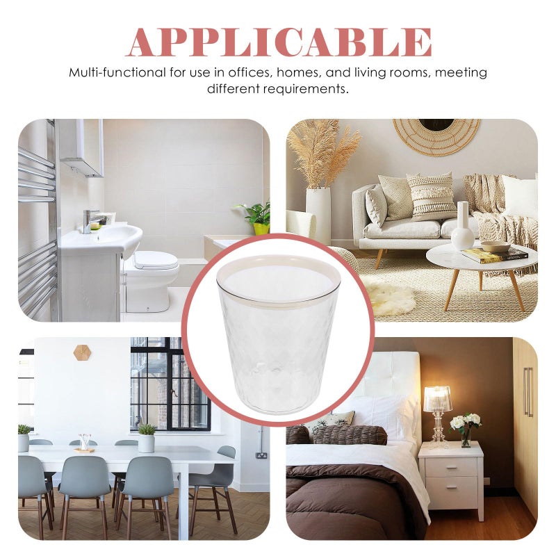 Small Round Plastic Wastepaper Basket Lightweight Garbage Can For Bathroom Bedroom Living Room - Image 4