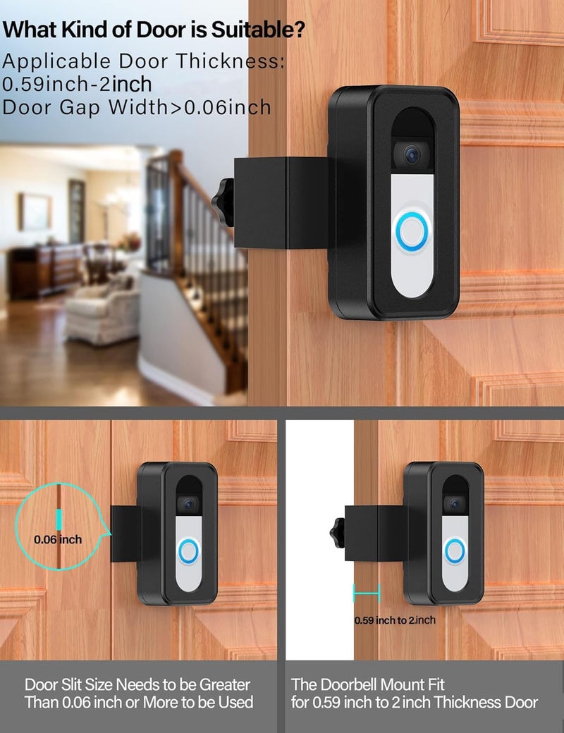 KTCEFE Upgrade Anti-Theft Video Doorbell Mount, Not Block Doorbell Motion Sensor, No-Drill Mounting Bracket for Apartment Renters Home Office Room, Not for Security Door (Doorbell Not Included) - Image 2