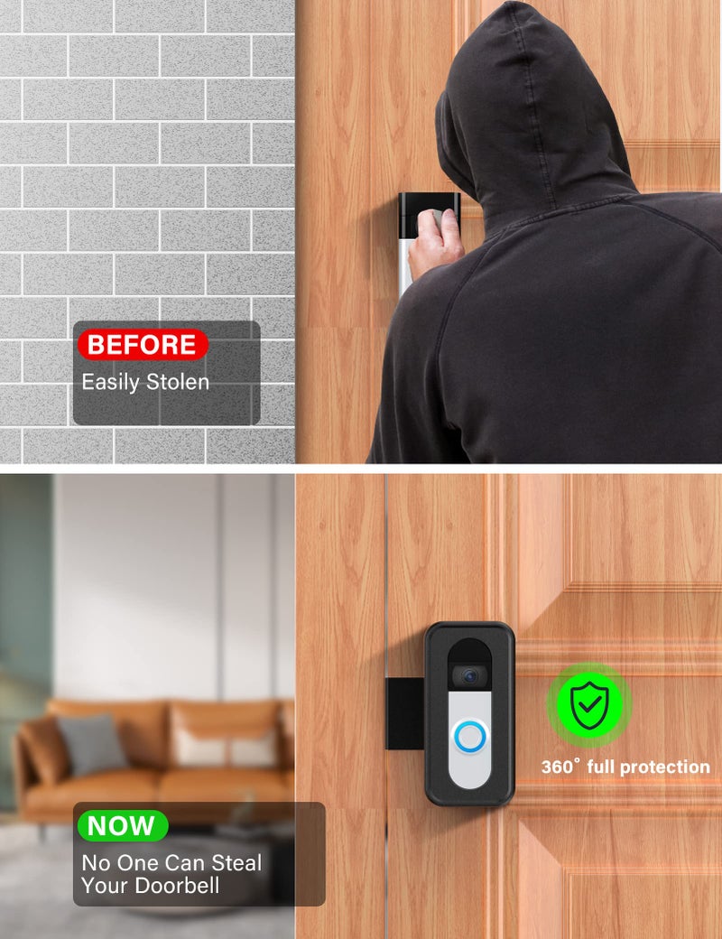 KTCEFE Upgrade Anti-Theft Video Doorbell Mount, Not Block Doorbell Motion Sensor, No-Drill Mounting Bracket for Apartment Renters Home Office Room, Not for Security Door (Doorbell Not Included) - Image 5