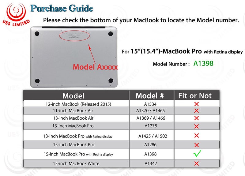 UESWILL Glossy See Through Crystal Clear Hard Case Shell Cover Compatible with MacBook Pro (Retina, 15 inch, Mid 2012/2013/2014/Mid 2015), Model A1398, NO CD-ROM, NO Touch Bar, Clear - Image 2