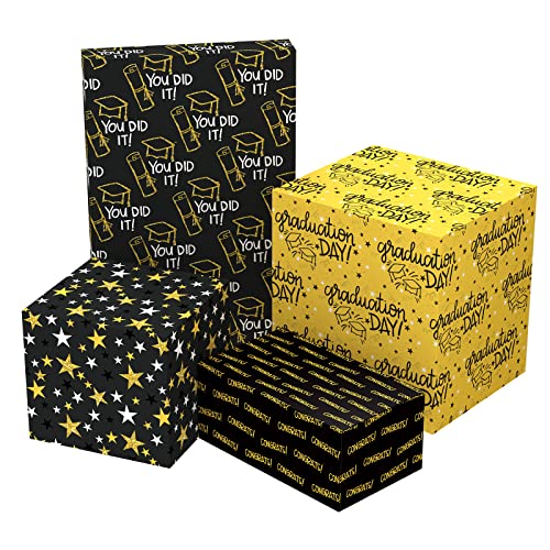 FIEHALA Flat Wrapping Paper Sheets - 12 Sheets with 4 Graduation Patterns - Pre cut & Folded Flat Design (20 inch × 27.5 inch Per Sheet) - Image 2