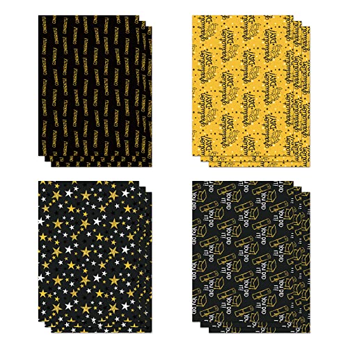 FIEHALA Flat Wrapping Paper Sheets - 12 Sheets with 4 Graduation Patterns - Pre cut & Folded Flat Design (20 inch × 27.5 inch Per Sheet) - Image 3