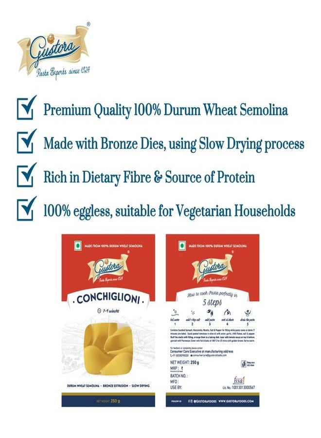 Gustora Durum Wheat Semolina Conchiglioni Pasta, 250g I Vegetarian Pasta I Rich in Fibre & Protein - 250GM - Image 5