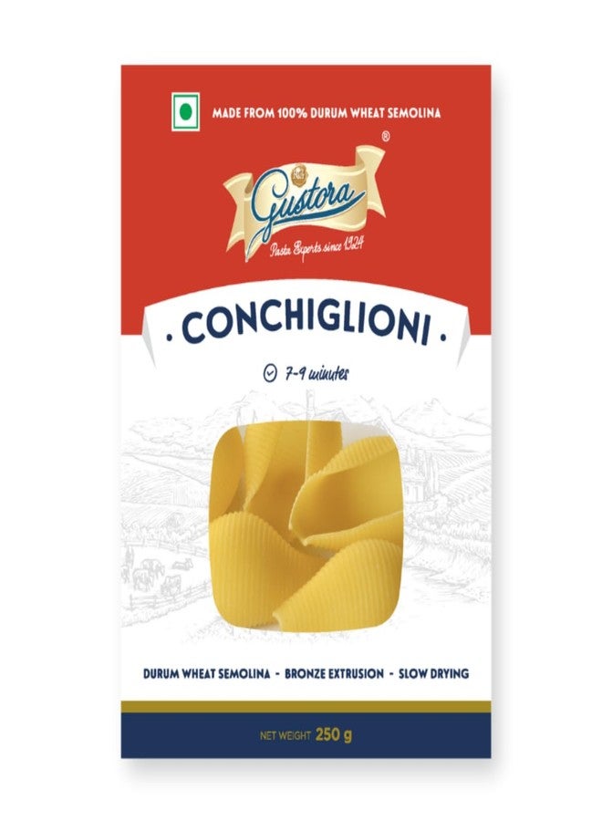 Gustora Durum Wheat Semolina Conchiglioni Pasta, 250g I Vegetarian Pasta I Rich in Fibre & Protein - 250GM - Image 1