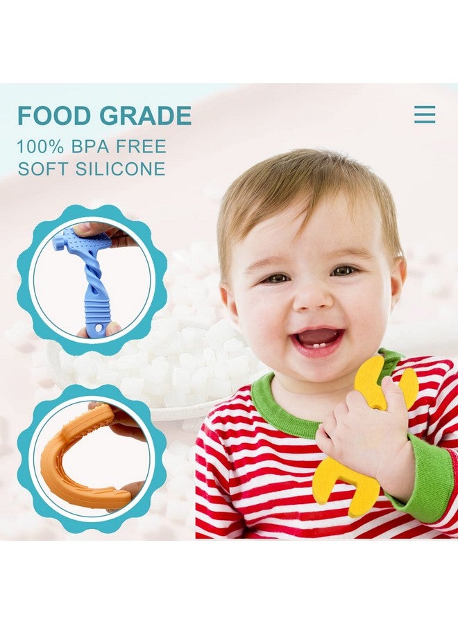 SJDSND Teething Toys for Babies 3-6 Months 6-12 Months, Baby Teething Toys, Silicone Baby Teether Toys, Baby Chew Toys, Molar Teether, Hammer Wrench Spanner Pliers Shape Teething Toys for Boys Girls - Image 1