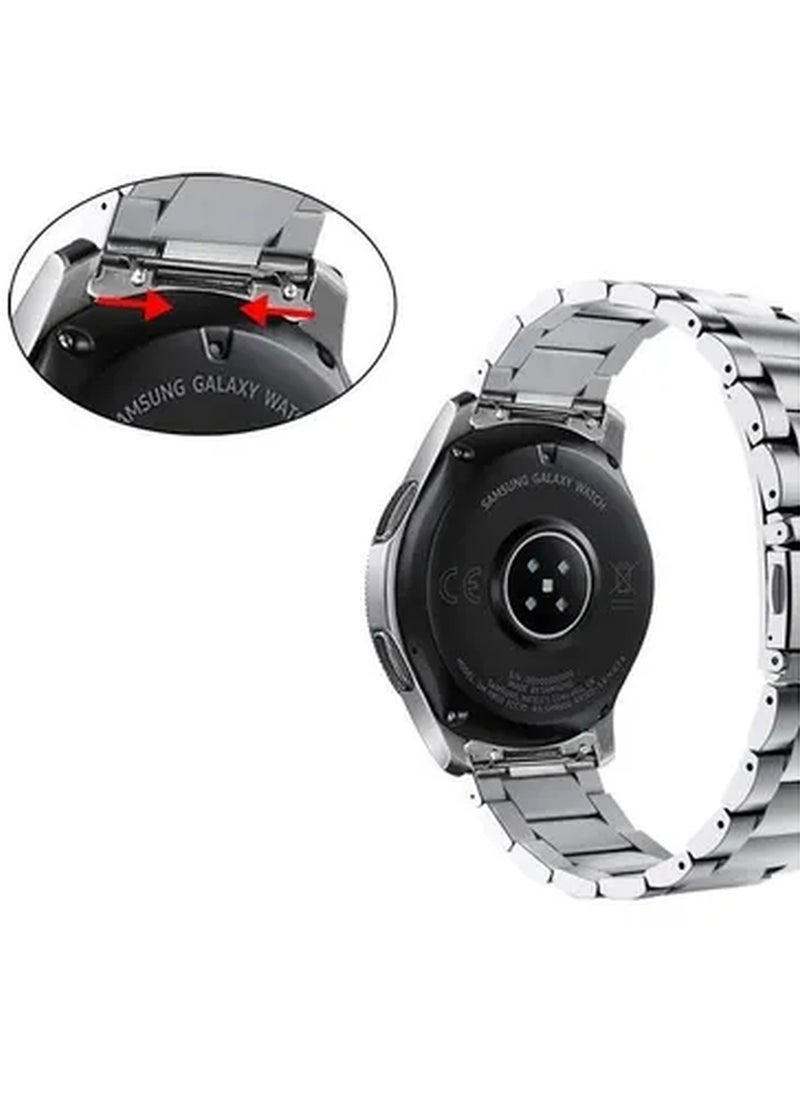 ماركة غير محددة Metal Stainless Steel Strap Band for Samsung Galaxy Watch 46mm / Huawei GT2 / Gear S3 Frontier and Classic / Honor Magic 2 / Fossil - 22mm - 22mm Silver  - Image 2