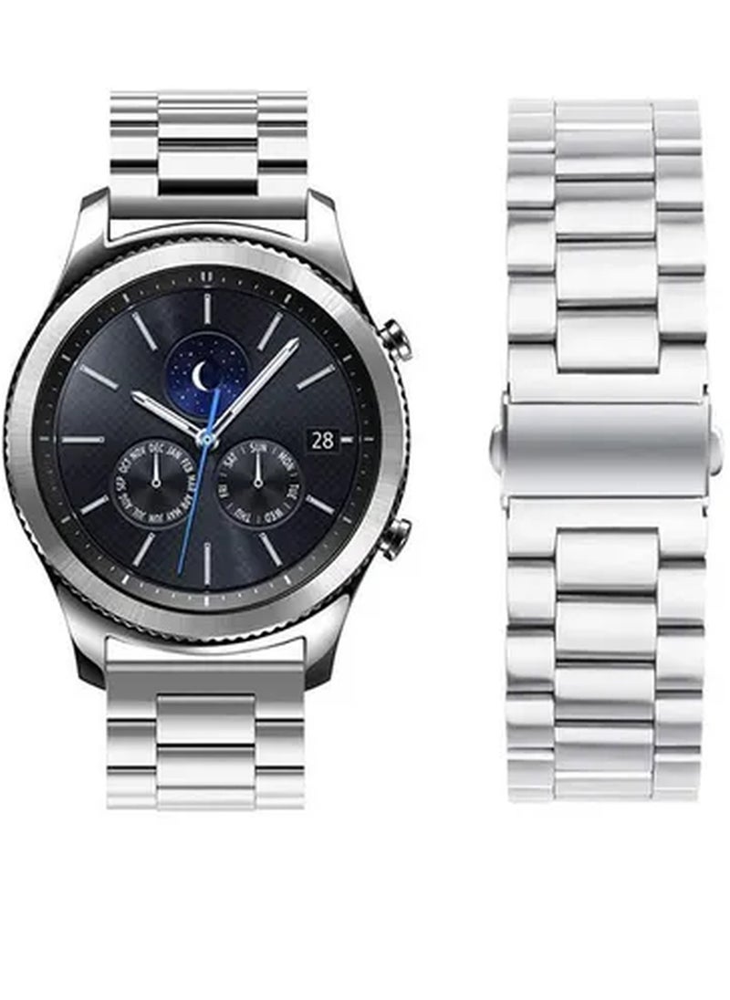 ماركة غير محددة Metal Stainless Steel Strap Band for Samsung Galaxy Watch 46mm / Huawei GT2 / Gear S3 Frontier and Classic / Honor Magic 2 / Fossil - 22mm - 22mm Silver  - Image 1