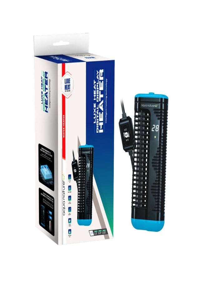 الطبيعة المائية سخان Aquanature Luxe مع شاشة عرض رقمية، سخان غاطس لأحواض السمك مع غطاء حماية لأحواض المياه العذبة والمالحة (200 واط (مناسب لأحواض سعة 100-200 لتر)) - Image 1