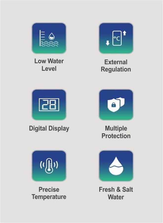الطبيعة المائية سخان Aquanature Luxe مع شاشة عرض رقمية، سخان غاطس لأحواض السمك مع غطاء حماية لأحواض المياه العذبة والمالحة (200 واط (مناسب لأحواض سعة 100-200 لتر)) - Image 5