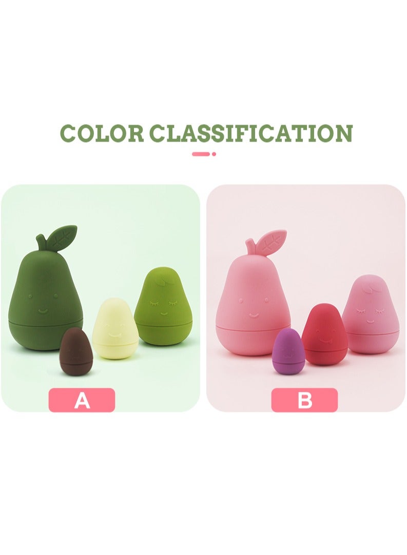 تويسو لعبة تكديس الأفوكادو المصنوعة من السيليكون من تويسو للأطفال والرضع - خالية من مادة BPA، آمنة 100%، مجموعة لعب تعليمية مكونة من 4 قطع باللون الأخضر - Image 5