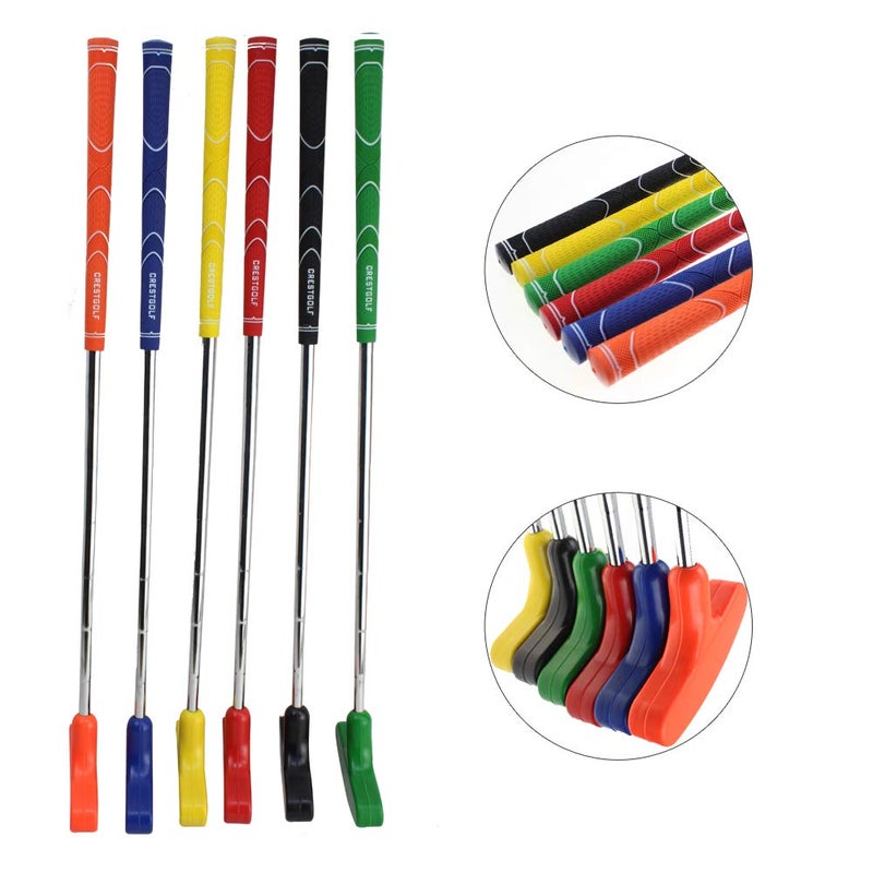 Crestgolf 6pcs Two Way Junior Golf Putter Kids Putter Both Left and Right Handed Easily Use 5 Sizes for Ages 3-5 6-8 9-12 13-15 Adult (25 inch)