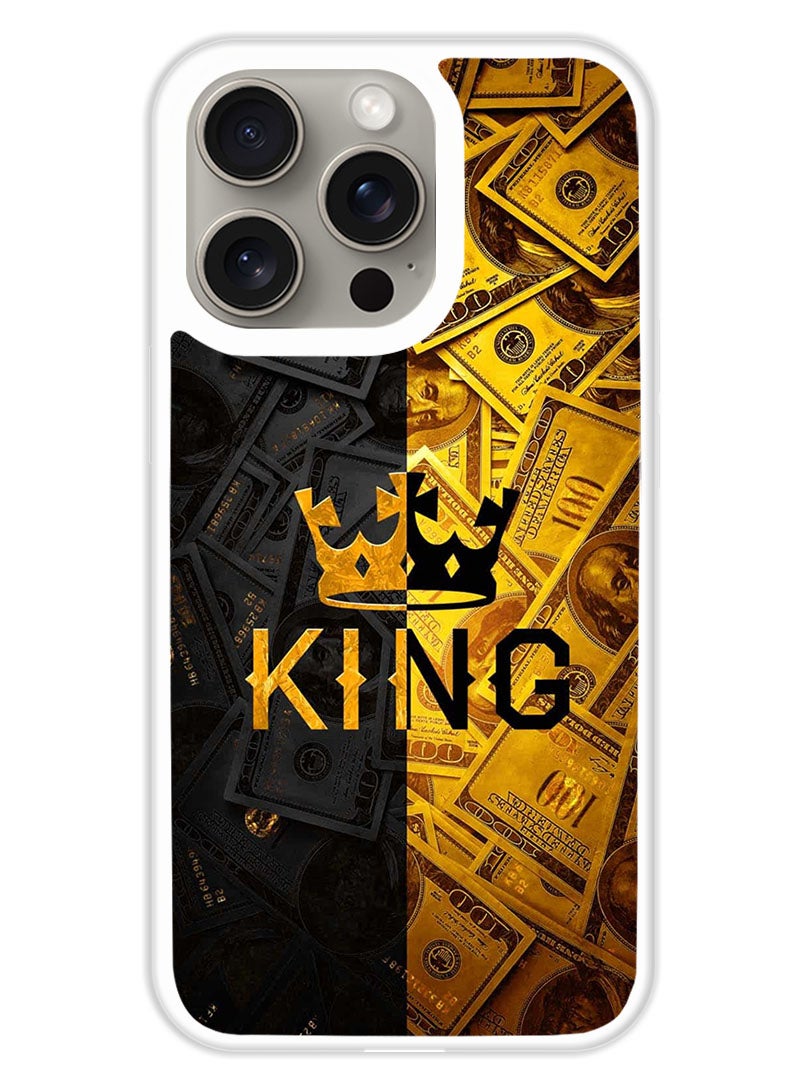 Theodor Protective Case Cover For APPLE IPHONE 15 Pro King Gold (White Bumper) - Image 1