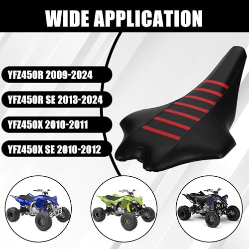 Wacece ATV Seat Cover Non-Slip Soft Waterproof for YFZ450R 2010-2024 YFZ450R SE 2013-2024 YFZ450X 2010-2011 YFZ450X SE 2010-2012, High Elastic Leather Black - Image 3