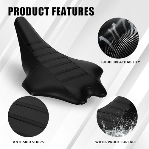 Wacece ATV Seat Cover Non-Slip Soft Waterproof for YFZ450R 2010-2024 YFZ450R SE 2013-2024 YFZ450X 2010-2011 YFZ450X SE 2010-2012, High Elastic Leather Black - Image 2