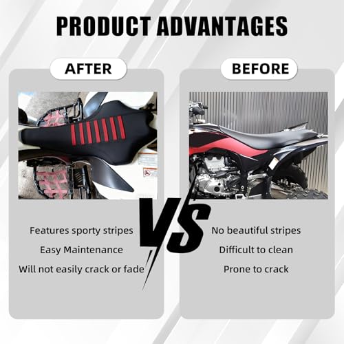 Wacece ATV Seat Cover Non-Slip Soft Waterproof for YFZ450R 2010-2024 YFZ450R SE 2013-2024 YFZ450X 2010-2011 YFZ450X SE 2010-2012, High Elastic Leather Black - Image 4