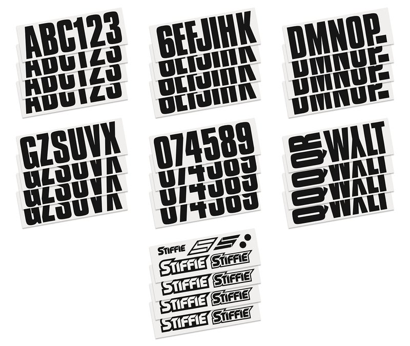 Stiffie Uniline Black 3" Alpha-Numeric Registration Identification Numbers Stickers Decals for Boats & Personal Watercraft - Image 4