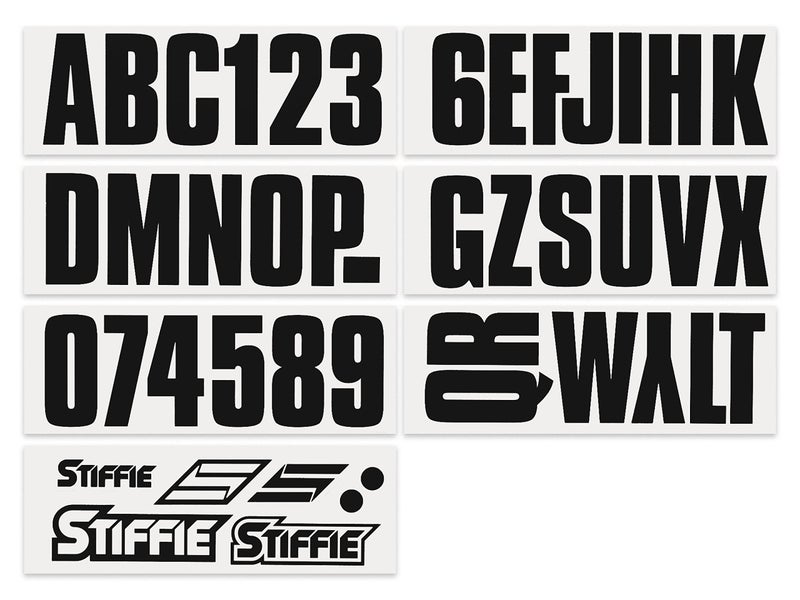 Stiffie Uniline Black 3" Alpha-Numeric Registration Identification Numbers Stickers Decals for Boats & Personal Watercraft - Image 3