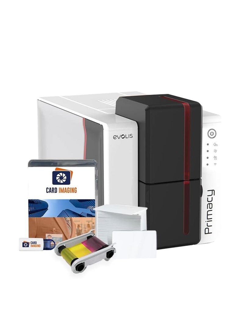 evolis - Evolis Primacy 2 Single Sided ID Card Printer & Supplies Bundle Badge Machine (PM2-0001-A) - Image 1