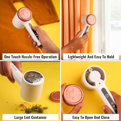 InstaCuppa Rechargeable Lint Remover, 3 Adjustable Speed Settings - 30% More Power (Upto 10,000 RPM), 1200mAh Battery - 60 Min Run Time, 6 Steel Blades - Efficient Fuzz Removal, Compact and Portable - Image 2
