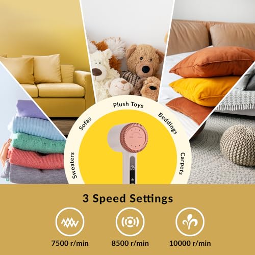 InstaCuppa Rechargeable Lint Remover, 3 Adjustable Speed Settings - 30% More Power (Upto 10,000 RPM), 1200mAh Battery - 60 Min Run Time, 6 Steel Blades - Efficient Fuzz Removal, Compact and Portable - Image 3
