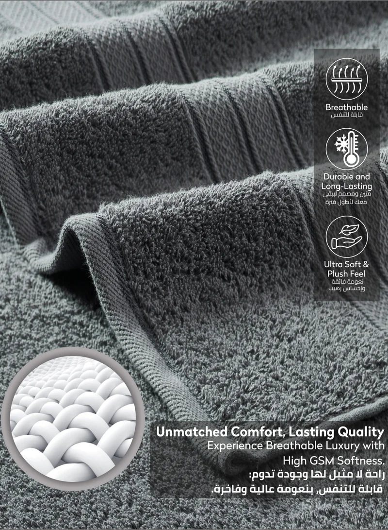 Donetella Premium 100 % Combed Cotton 4-Pcs Hand Towel Set (50 X 90 CM) 600 GSM Super Soft Hand Towel, Highly Absorbent, Quick Dry,Best Towel for Bathroom, Spa And Hotel,Grey