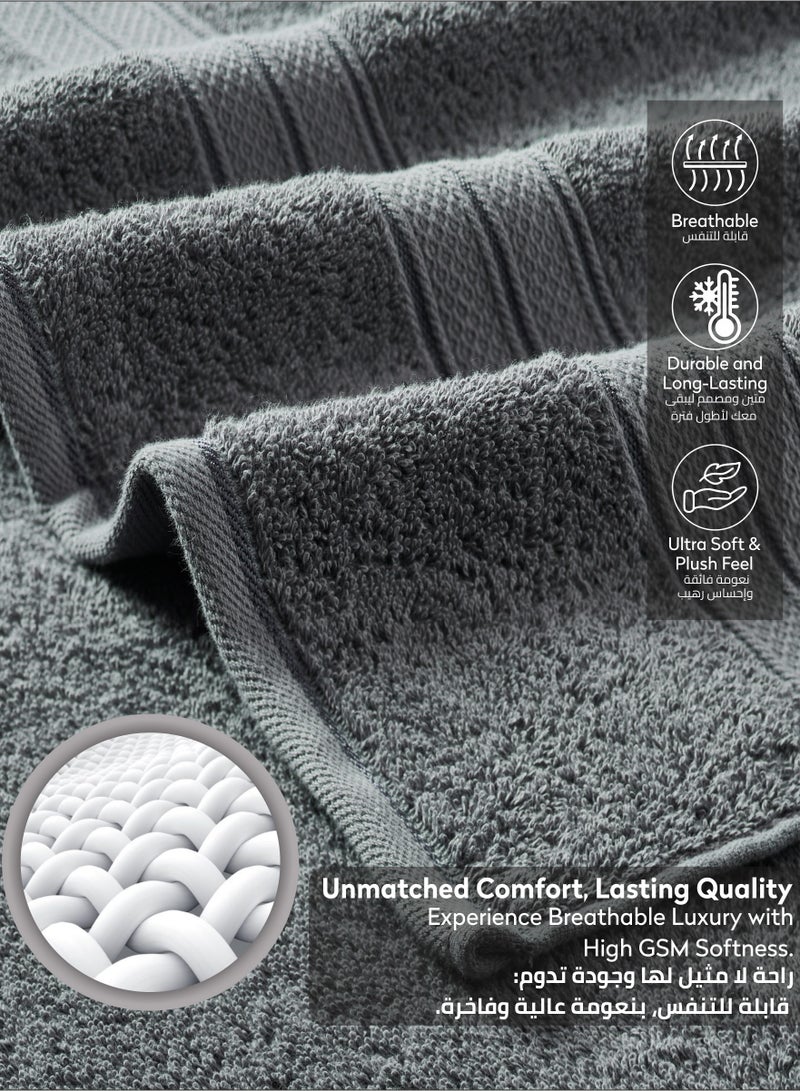 Donetella Premium 100 % Combed Cotton 4-Pcs Hand Towel Set (50 X 90 CM) 600 GSM Super Soft Hand Towel, Highly Absorbent, Quick Dry,Best Towel for Bathroom, Spa And Hotel,Grey - Image 5