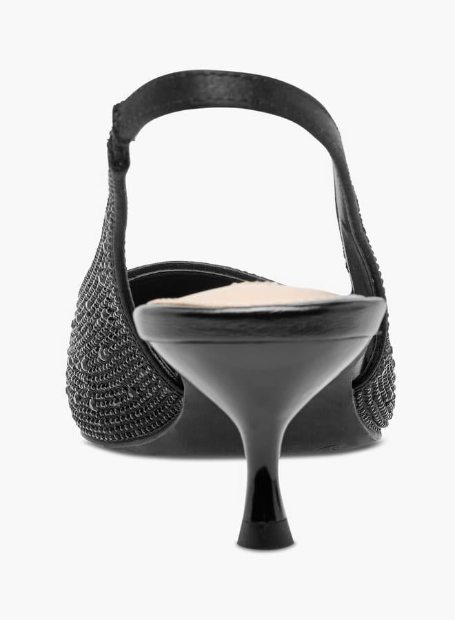 ايل حذاء نسائي بكعب صغير مزين بحزام خلفي - Image 5