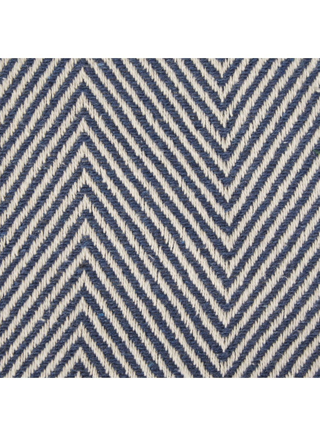 DII Rustic Farmhouse Cotton Chevron Blanket Throw With Fringe For Chair Couch Picnic Camping Beach And Everyday Use 50 X 60 Urban Chevron French Blue  - Image 3