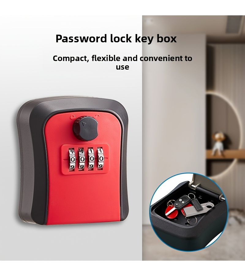 Wall Mounted Key Lock Box Combination Security Lock Holds Multiple Keys Reliable Durable Construction Suitable for Home Commercial Use Easy Access 2 Red - Image 4