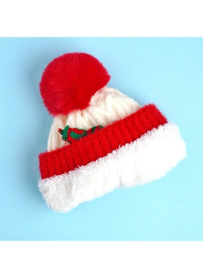 LITTLE SURPRISE BOX 2Pcs White Reindeer Themed Winter Cap Beanie With Matching Long Style Neck Muffler For Kids