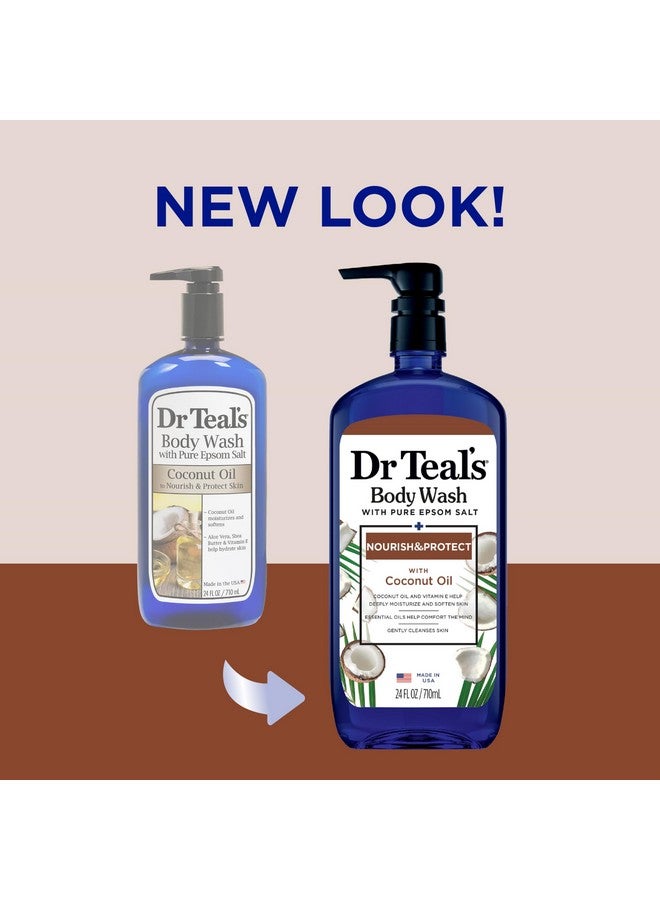 Dr Teal's Body Wash With Pure Epsom Salt With Coconut Oil 24 Fl Oz (Pack Of 4) (Packaging May Vary) - Image 2