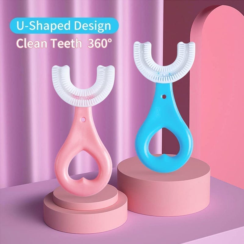 KIDINGTON U-Shaped Silicone Baby Kids Toothbrush Food Grade Soft Silicone Brush Head 360° Oral Teeth Cleaning Design for Toddlers and Children (Pack of 3) - Image 2