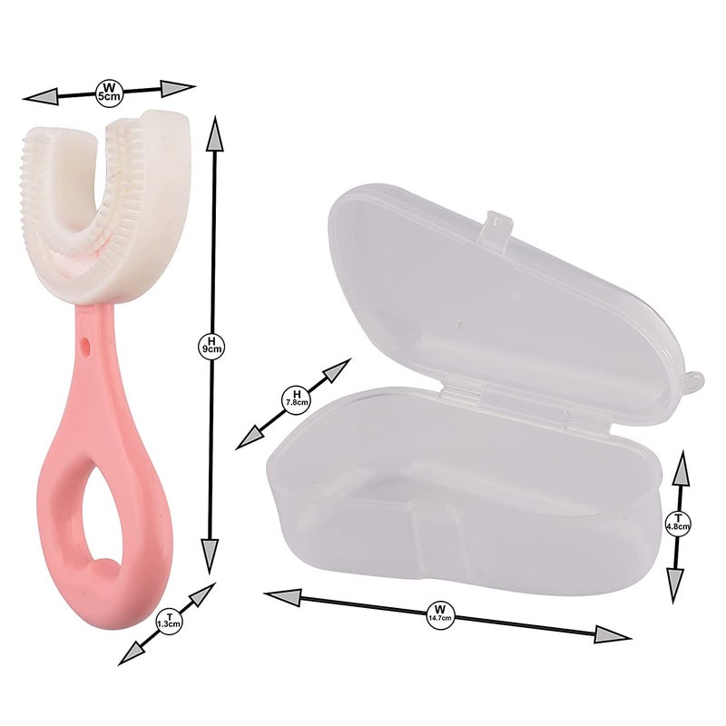 KIDINGTON U-Shaped Silicone Baby Kids Toothbrush Food Grade Soft Silicone Brush Head 360° Oral Teeth Cleaning Design for Toddlers and Children (Pack of 3) - Image 3