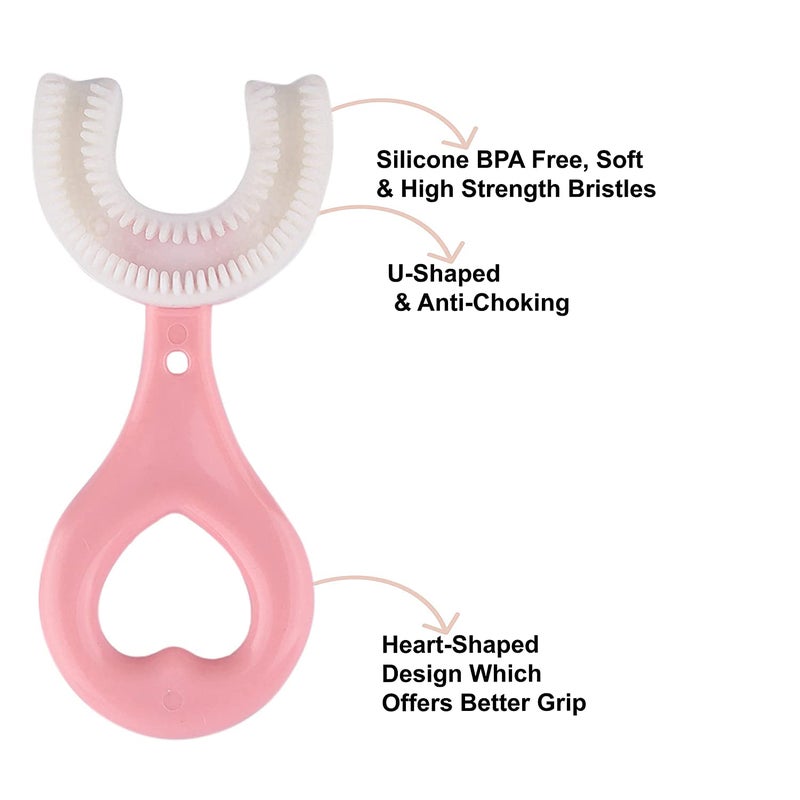 KIDINGTON U-Shaped Silicone Baby Kids Toothbrush Food Grade Soft Silicone Brush Head 360° Oral Teeth Cleaning Design for Toddlers and Children (Pack of 3) - Image 5