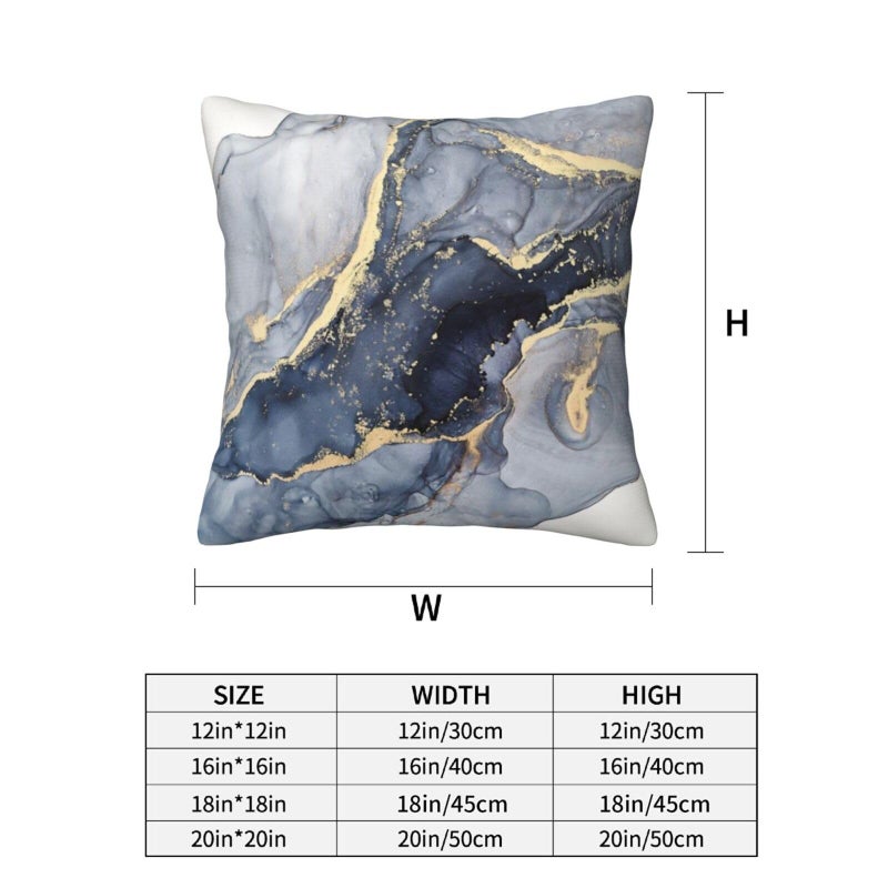 Poream Modern Abstract Marble Blue and Gold Throw Pillow Covers 20x20 in Farmhouse Pillow Case Soft Outdoor Cushion Covers Set of 2 for Sofa Bed Bedroom Car Chair Living Room Home Decorative - Image 4