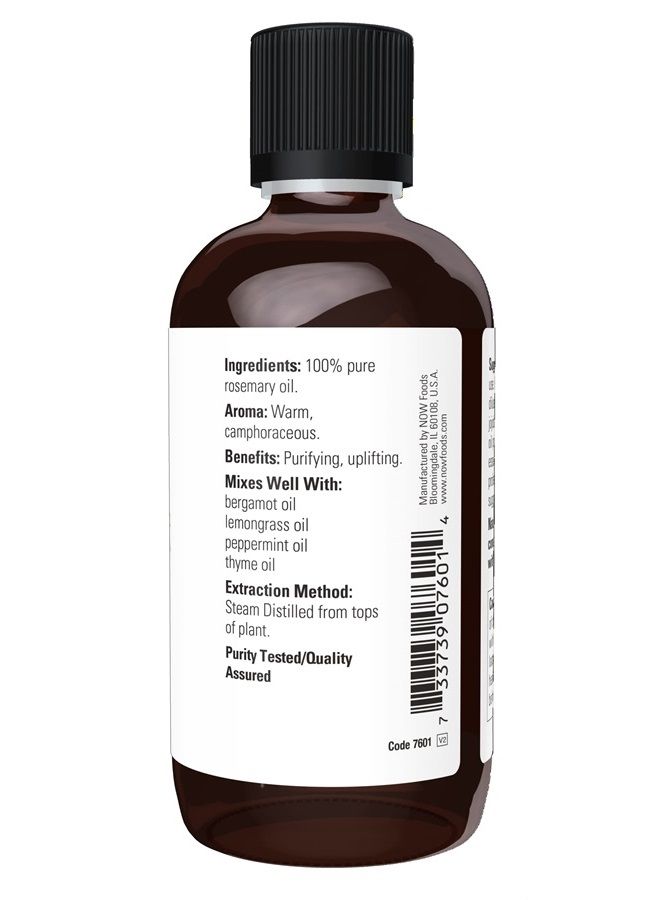 now Essential Oils, Rosemary Oil, Purifying Aromatherapy Scent, Steam Distilled, 100% Pure, Vegan, Child Resistant Cap, 4-Ounce  - Image 3