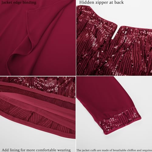 GRACE KARIN Sequin Dress Cocktail Dresses for Wedding Guest Formal Women Sequin Dress Wine Red XL - Image 5