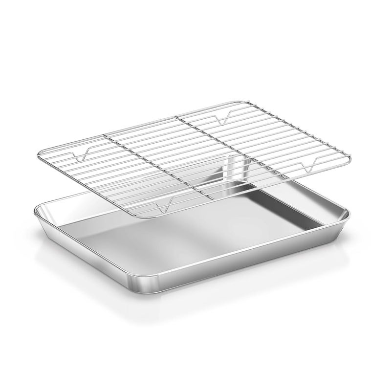 Fire More 10 Inch Baking Sheet with Cooling Rack Set Stainless Steel Nonstick Dishwasher Safe - Image 1