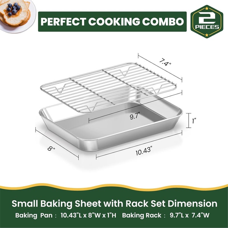 Fire More 10 Inch Baking Sheet with Cooling Rack Set Stainless Steel Nonstick Dishwasher Safe - Image 2