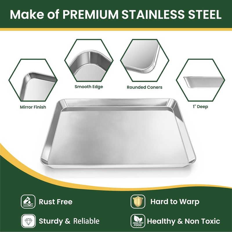 Fire More 10 Inch Baking Sheet with Cooling Rack Set Stainless Steel Nonstick Dishwasher Safe - Image 3