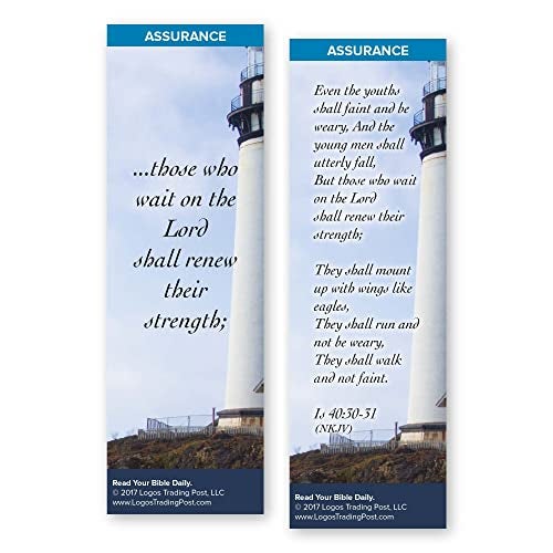 Logos Trading Post Christian Bookmark with Bible Verse, Pack of 25, Assurance Themed, Those Who Wait on the Lord Shall Renew Their Strength, Isaiah 40:30-31 - Image 2